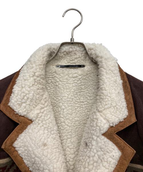 canda（シーアンドエー）CANDA (シーアンドエー) ネイティブ柄裏ボアレザージャケット ブラウン サイズ:FREEの古着・服飾アイテム