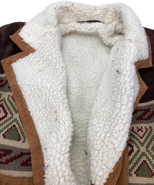 canda（シーアンドエー）CANDA (シーアンドエー) ネイティブ柄裏ボアレザージャケット ブラウン サイズ:FREEの古着・服飾アイテム