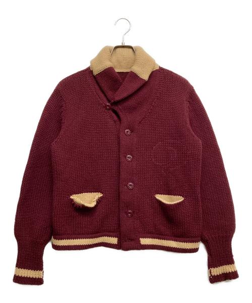 VINTAGE（ヴィンテージ）VINTAGE (ヴィンテージ) ショールカラーカーディガン レッド サイズ:記載無の古着・服飾アイテム