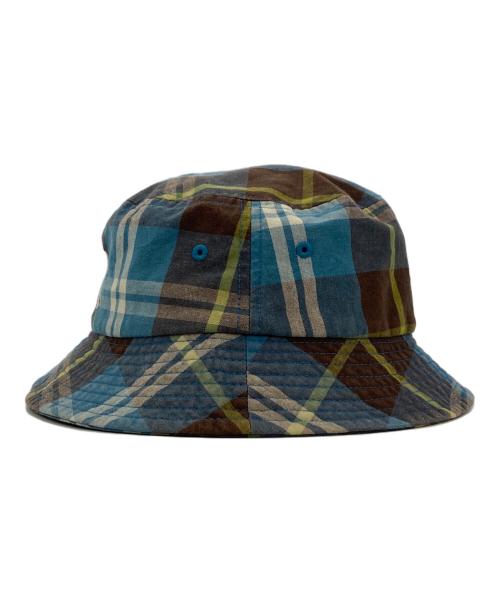 stussy（ステューシー）stussy (ステューシー) Big Logo Madras Bucket Hat ブルーの古着・服飾アイテム