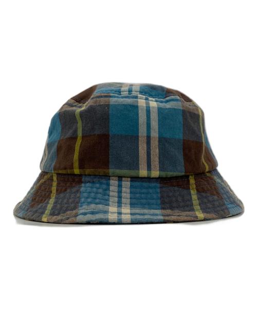 stussy（ステューシー）stussy (ステューシー) Big Logo Madras Bucket Hat ブルーの古着・服飾アイテム