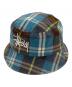 stussy（ステューシー）の古着「Big Logo Madras Bucket Hat」｜ブルー