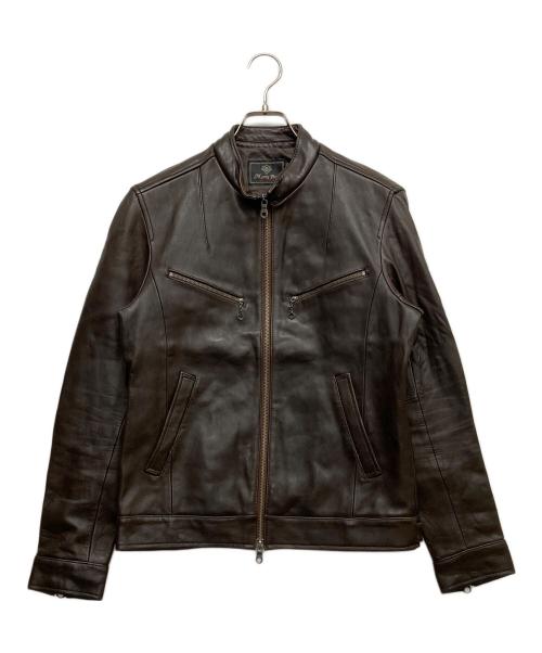 MEN'S BIGI（メンズビギ）MEN'S BIGI (メンズビギ) レザーシングルライダースジャケット ブラウン サイズ:2の古着・服飾アイテム