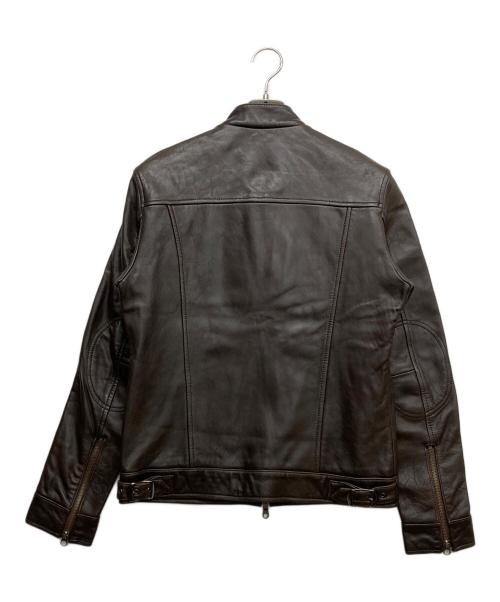 MEN'S BIGI（メンズビギ）MEN'S BIGI (メンズビギ) レザーシングルライダースジャケット ブラウン サイズ:2の古着・服飾アイテム