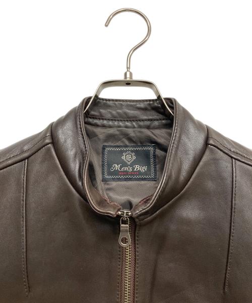 MEN'S BIGI（メンズビギ）MEN'S BIGI (メンズビギ) レザーシングルライダースジャケット ブラウン サイズ:2の古着・服飾アイテム