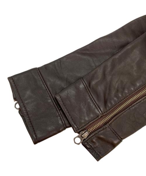 MEN'S BIGI（メンズビギ）MEN'S BIGI (メンズビギ) レザーシングルライダースジャケット ブラウン サイズ:2の古着・服飾アイテム