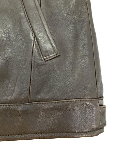 MEN'S BIGI（メンズビギ）MEN'S BIGI (メンズビギ) レザーシングルライダースジャケット ブラウン サイズ:2の古着・服飾アイテム
