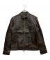 MEN'S BIGI（メンズビギ）の古着「レザーシングルライダースジャケット」｜ブラウン