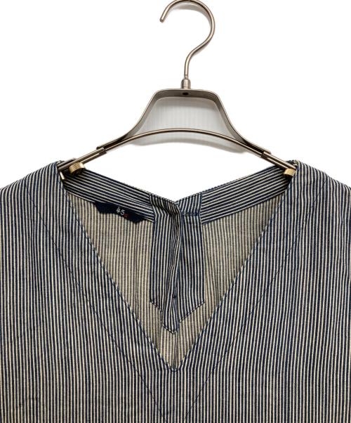 45rpm（45アールピーエム）45rpm (45アールピーエム) インディゴストライプワンピース グレー サイズ:3の古着・服飾アイテム