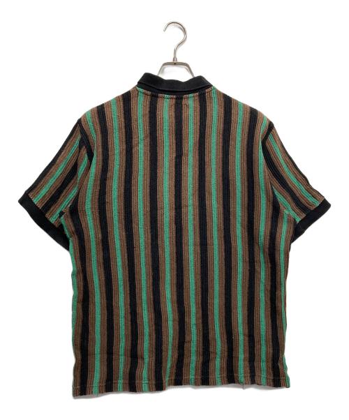 SUPREME（シュプリーム）Supreme (シュプリーム) Open Knit Stripe Zip Polo ブラウン サイズ:Lの古着・服飾アイテム