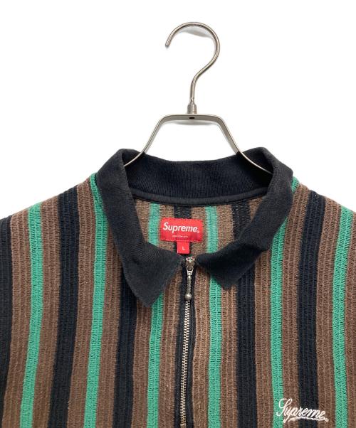 SUPREME（シュプリーム）Supreme (シュプリーム) Open Knit Stripe Zip Polo ブラウン サイズ:Lの古着・服飾アイテム