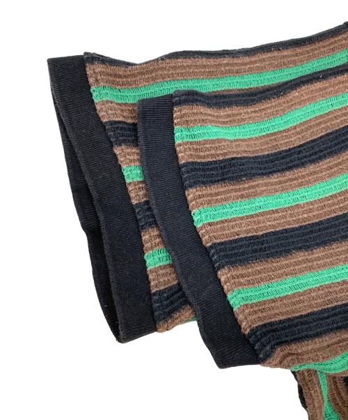 SUPREME（シュプリーム）Supreme (シュプリーム) Open Knit Stripe Zip Polo ブラウン サイズ:Lの古着・服飾アイテム