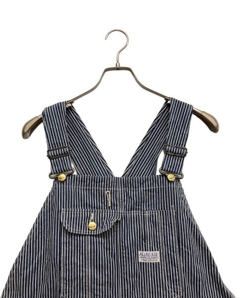 ATLAST & CO（アットラスト）ATLAST & CO (アットラスト) ヒッコリーオーバーオール ブルー サイズ:38の古着・服飾アイテム
