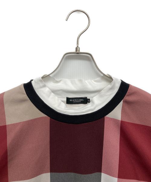 BURBERRY BLACK LABEL（バーバリーブラックレーベル）BURBERRY BLACK LABEL (バーバリーブラックレーベル) フェイクレイヤードチェックカットソー ブラック×レッド サイズ:3Lの古着・服飾アイテム