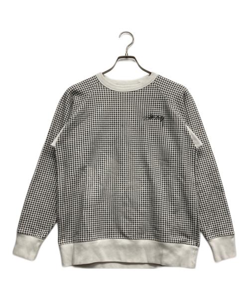 stussy（ステューシー）stussy (ステューシー) チェック柄スウェット ブラック×ホワイト サイズ:Sの古着・服飾アイテム