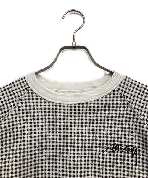 stussy（ステューシー）stussy (ステューシー) チェック柄スウェット ブラック×ホワイト サイズ:Sの古着・服飾アイテム