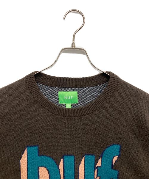 HUF（ハフ）HUF (ハフ) クルーネックニット ブラウン サイズ:XXLの古着・服飾アイテム