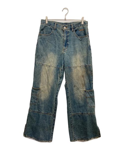 PERUSHU（ペルーシュ）PERUSHU (ペルーシュ) セミフレアワイドデニムパンツ インディゴ サイズ:Lの古着・服飾アイテム