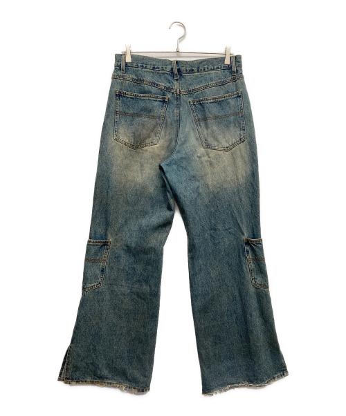 PERUSHU（ペルーシュ）PERUSHU (ペルーシュ) セミフレアワイドデニムパンツ インディゴ サイズ:Lの古着・服飾アイテム
