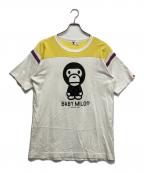 BAPE BY A BATHING APEベイプバイアベイシングエイプ）の古着「BABY MILO フットボールTシャツ」｜ホワイト