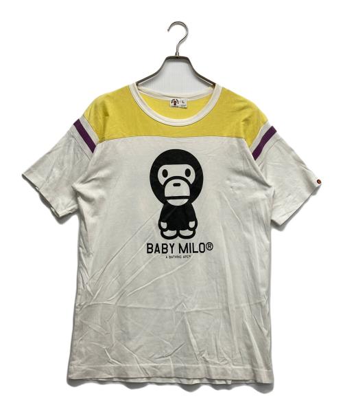 BAPE BY A BATHING APE（ベイプバイアベイシングエイプ）BAPE BY A BATHING APE (ベイプバイアベイシングエイプ) BABY MILO フットボールTシャツ ホワイト サイズ:Lの古着・服飾アイテム