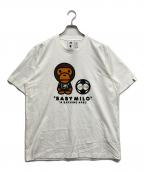 A BATHING APE×adidasアベイシングエイプ×アディダス）の古着「BABY MILOプリントTシャツ」｜ホワイト