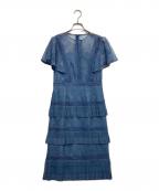 GRACE CONTINENTALグレースコンチネンタル）の古着「レイヤードレースタイトワンピース」｜スカイブルー