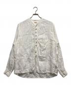 KAPITALキャピタル）の古着「ガーゼリネンヘリンボーン スタンドペニーシャツ」｜ホワイト