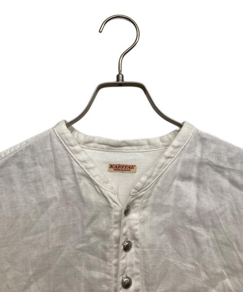 KAPITAL（キャピタル）KAPITAL (キャピタル) ガーゼリネンヘリンボーン スタンドペニーシャツ ホワイト サイズ:2の古着・服飾アイテム