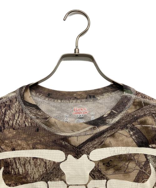 Hanes（ヘインズ）Hanes (ヘインズ) Supreme (シュプリーム) Bones Thermal Crew Camo ブラウン サイズ:Sの古着・服飾アイテム