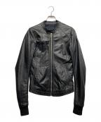 RICK OWENSリックオウエンス）の古着「ラムレザー シングルライダースジャケット」｜ブラック