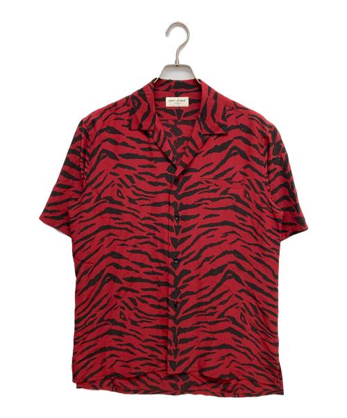 Saint Laurent Paris（サンローランパリ）Saint Laurent Paris (サンローランパリ) ゼブラ柄半袖シャツ レッド サイズ:38の古着・服飾アイテム