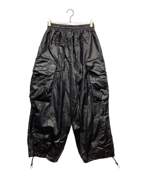 PSYNYXX（プシュニクス）PSYNYXX (プシュニクス) コーティング ワイドカーゴパンツ ブラック サイズ:FREEの古着・服飾アイテム