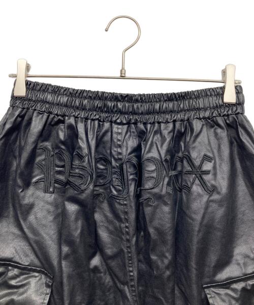 PSYNYXX（プシュニクス）PSYNYXX (プシュニクス) コーティング ワイドカーゴパンツ ブラック サイズ:FREEの古着・服飾アイテム
