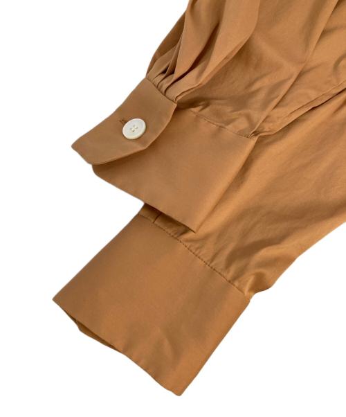 TOMORROW LAND（トゥモローランド）TOMORROW LAND (トゥモローランド) ストレッチブロード ノーカラーシャツ ブラウン サイズ:36の古着・服飾アイテム