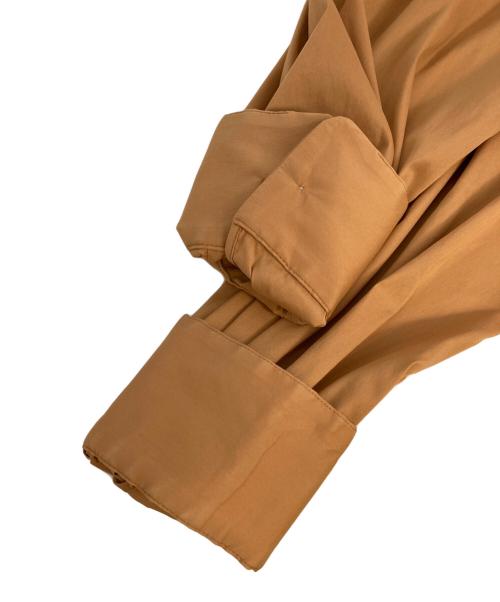 TOMORROW LAND（トゥモローランド）TOMORROW LAND (トゥモローランド) ストレッチブロード ノーカラーシャツ ブラウン サイズ:36の古着・服飾アイテム