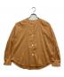 TOMORROW LAND（トゥモローランド）の古着「ストレッチブロード ノーカラーシャツ」｜ブラウン
