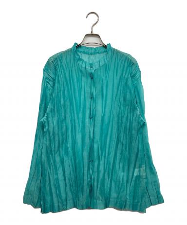 PLEATS PLEASE プリーツプリーズ ブラウス L 青 【古着】【中古】【送料無料】 中古・古着通販】PLEATS PLEASE (プリーツプリーズ) プリーツシャツ