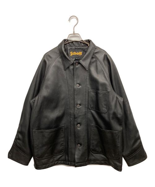 Schott（ショット）shott (ショット) JOURNAL STANDARD (ジャーナルスタンダード) 別注レザーカバーオール ブラック サイズ:Lの古着・服飾アイテム