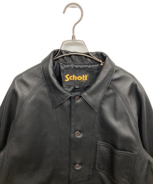 Schott（ショット）shott (ショット) JOURNAL STANDARD (ジャーナルスタンダード) 別注レザーカバーオール ブラック サイズ:Lの古着・服飾アイテム