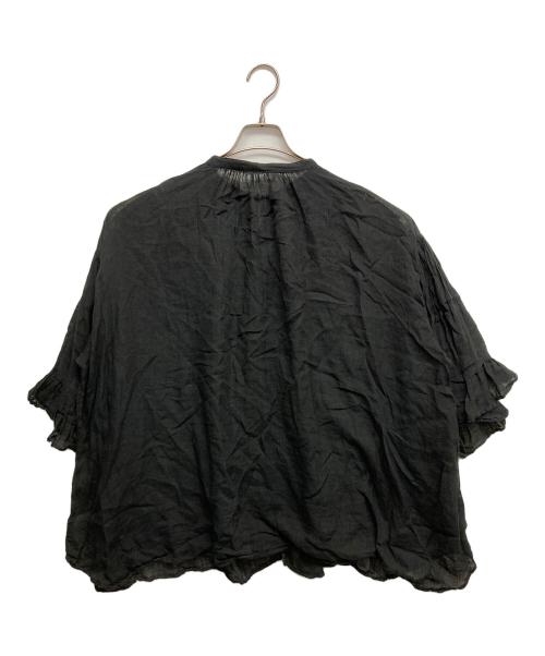 nest Robe（ネストローブ）nest Robe (ネストローブ) リネンガーゼギャザースリーブブラウス ブラック サイズ:FREEの古着・服飾アイテム
