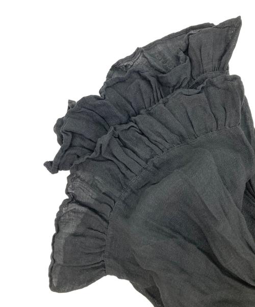 nest Robe（ネストローブ）nest Robe (ネストローブ) リネンガーゼギャザースリーブブラウス ブラック サイズ:FREEの古着・服飾アイテム