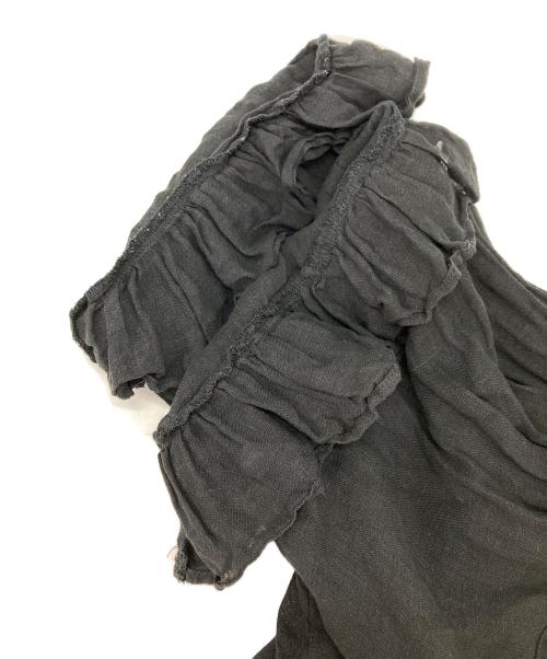 nest Robe（ネストローブ）nest Robe (ネストローブ) リネンガーゼギャザースリーブブラウス ブラック サイズ:FREEの古着・服飾アイテム