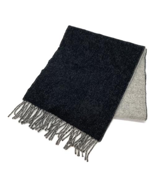 LOEWE（ロエベ）LOEWE (ロエベ) アナグラム バイカラー マフラー ブラックの古着・服飾アイテム