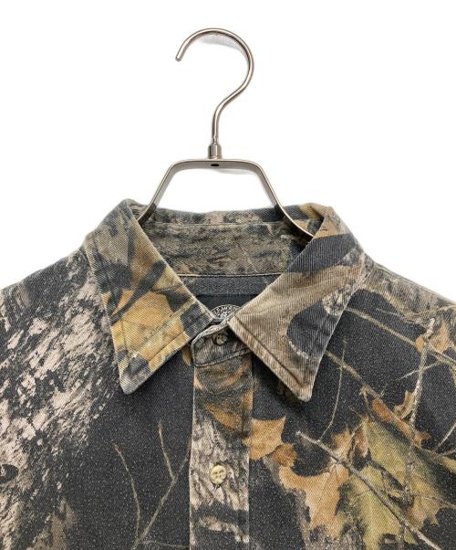 WOLF MOUNTAIN（ウルフマウンテン）WOLF MOUNTAIN (ウルフマウンテン) リアルツリー柄シャツ グリーン サイズ:Lの古着・服飾アイテム