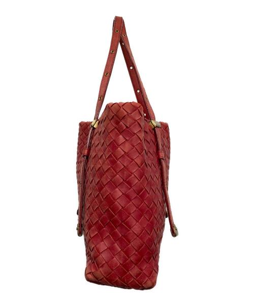 BOTTEGA VENETA（ボッテガベネタ）BOTTEGA VENETA (ボッテガベネタ) イントレチャート ハンドバッグ レッドの古着・服飾アイテム