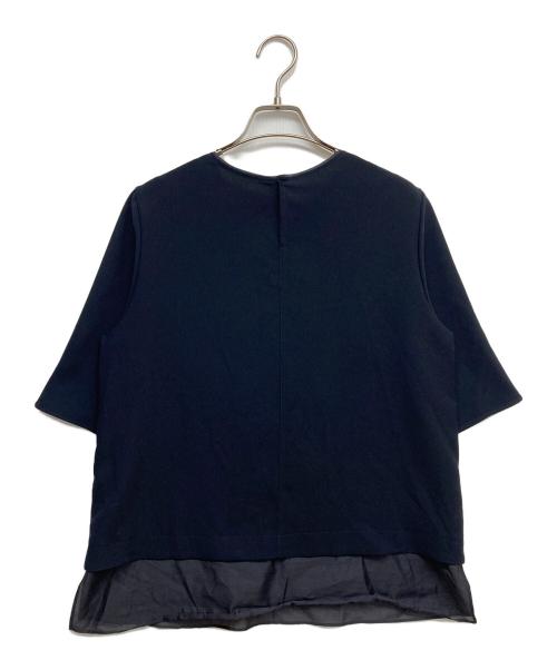 23区（ニジュウサンク）23区 (ニジュウサンク) ストレッチジョーゼット シアーコンビ カットソー ネイビー サイズ:38の古着・服飾アイテム