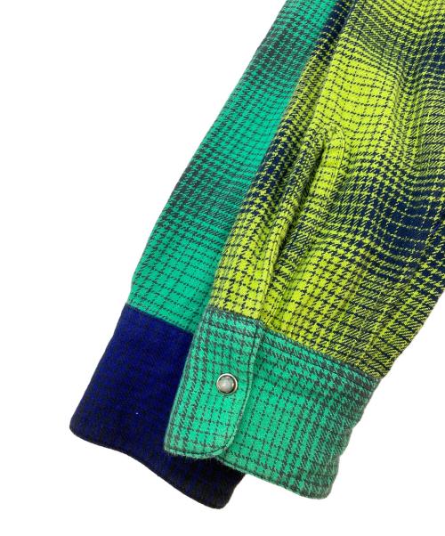 NOMA t.d.（ノーマティーディー）NOMA t.d. (ノーマティーディー) オンブレパッチワークシャツ グリーン サイズ:2の古着・服飾アイテム