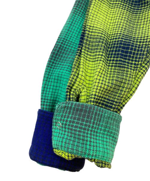 NOMA t.d.（ノーマティーディー）NOMA t.d. (ノーマティーディー) オンブレパッチワークシャツ グリーン サイズ:2の古着・服飾アイテム