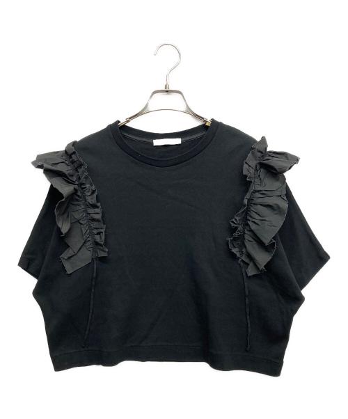 ASTRAET（アストラット）ASTRAET (アストラット) フライス フリル半袖カットソー ブラック サイズ:FREEの古着・服飾アイテム